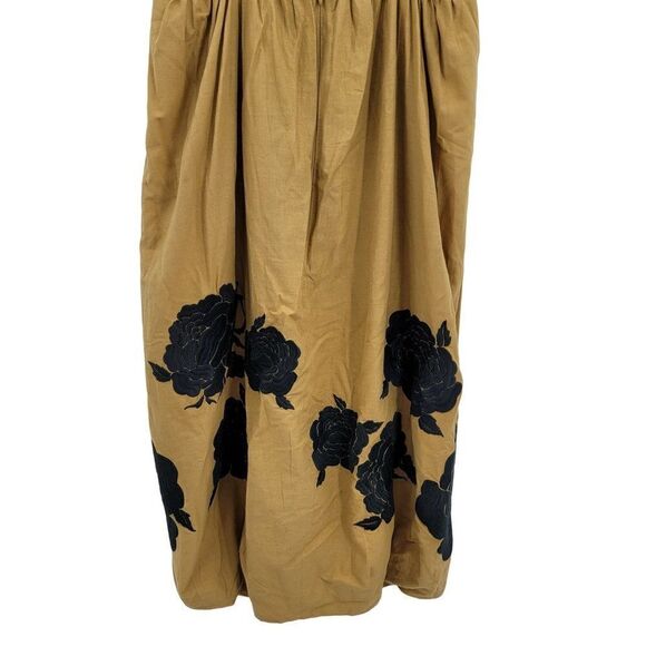 Tibi Balloon Dress 4 Camel Black Flower Applique Oversized Casual Grunge - Picture 14 of 16